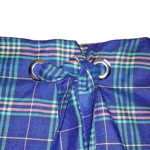 Wild Fable Size Medium Plaid Navy Blue Wrap High Waisted Mini Skirt - Picture 3 of 5